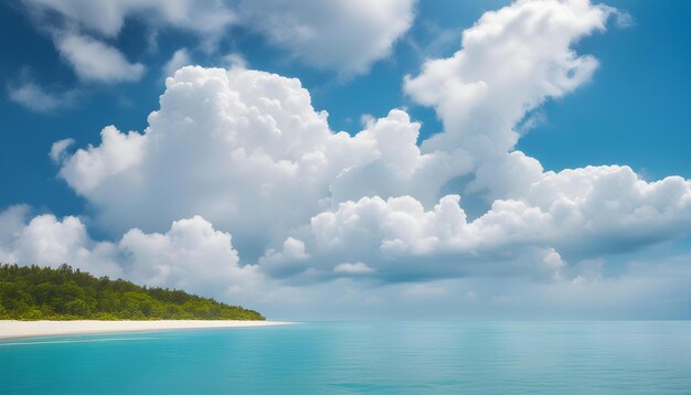 Photo une plage avec un ciel bleu et des nuages