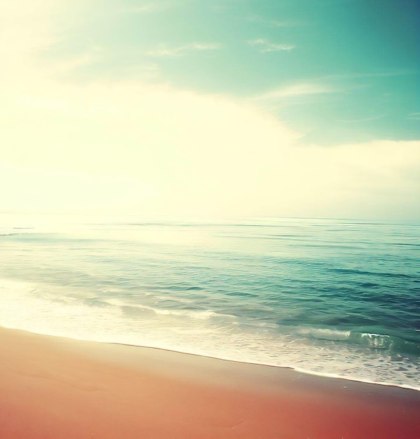 Une plage avec un ciel bleu et l'océan en arrière-plan