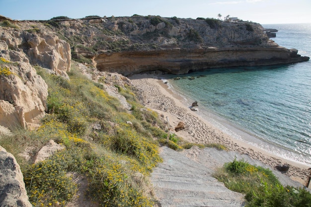Plage de Comte et sentier de la falaise, Ibiza, Espagne