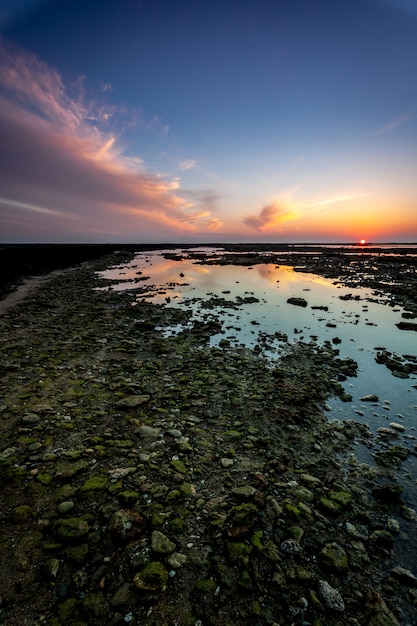 Plage des Corrales, enclos à poissons, de Rota, Cadix, Espagne