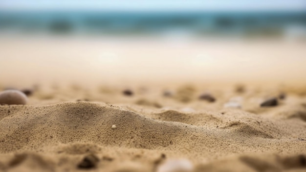 Une plage avec du sable et des coquillages dessus