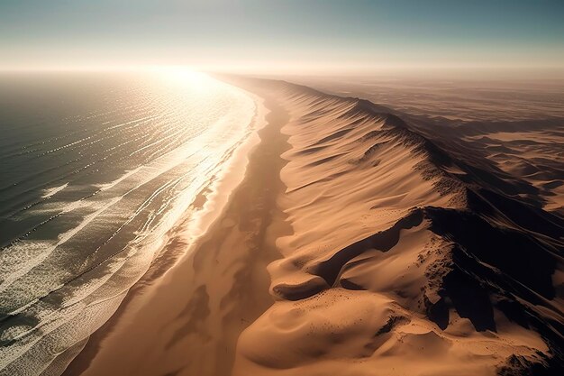 Photo une plage avec des dunes de sable dans le désert