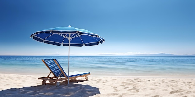 plage d'été aux beaux jours avec ciel bleu et océan bleu