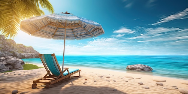 plage d'été aux beaux jours avec ciel bleu et océan bleu