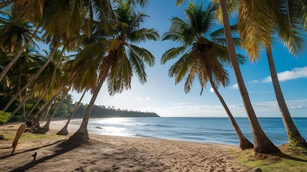 Photo la plage de falealupo entourée de la mer et de palmiers sous la lumière du soleil au samoa