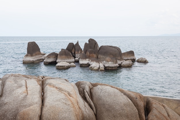 Plage, grand-père, roche