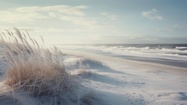 Photo la plage d'hiver est douce et rêveuse avec des vues marines détaillées