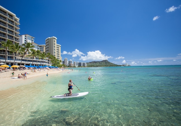 Plage et hôtels de Waikiki