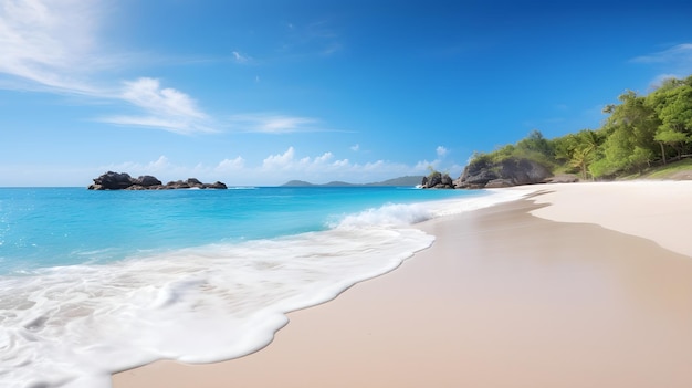 Une plage immaculée avec des eaux bleues claires