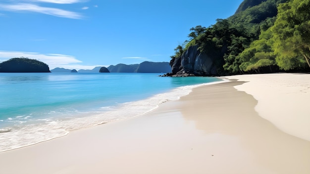 Une plage immaculée avec des eaux bleues claires