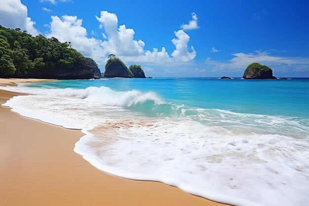 Photo une plage isolée avec des bassins de marée pleins de créatures marines colorées