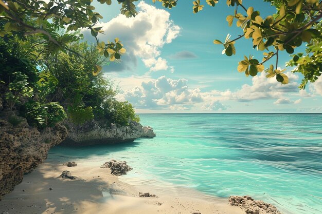 Une plage isolée avec des eaux turquoises