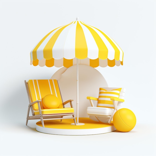 Plage de mer d'été avec parasol de chaise de plage