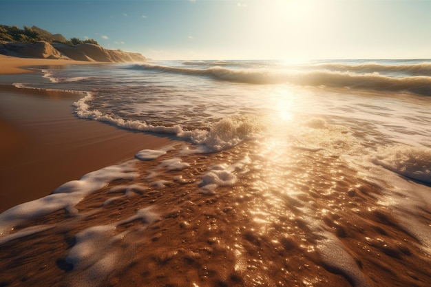 La plage de mer, le sable, la journée ensoleillée, génère Ai.