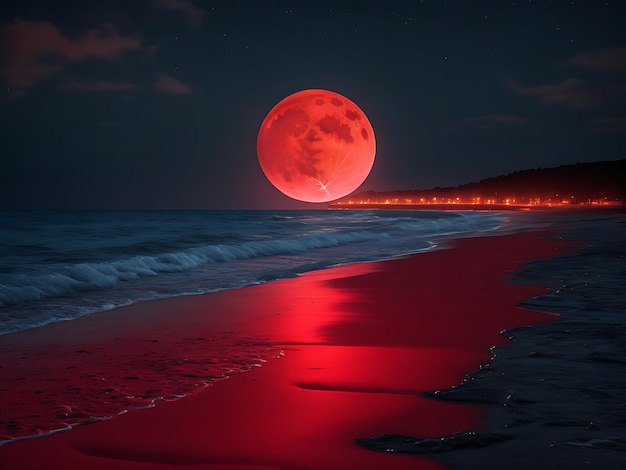 Photo une plage mystérieuse la nuit générée par ai