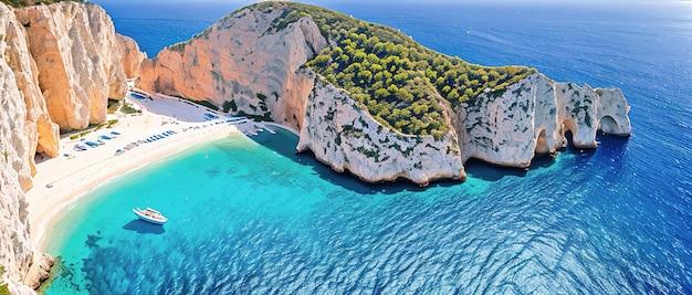 Plage de Navagio île de Zakynthos Grèce Generative AI