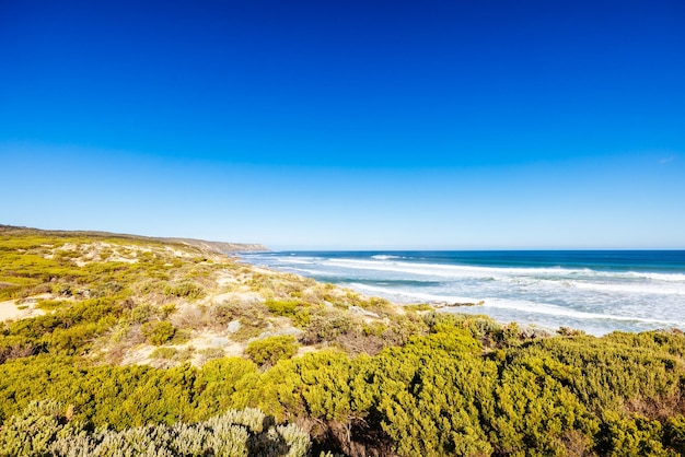 La plage d'Oceanamatta dans le cadre de la promenade côtière de la péninsule de Mornington par une chaude journée d'hiver entre la plage de St Andrews et la plage de Fingal à Victoria en Australie