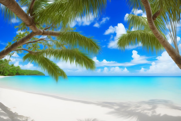 Photo une plage avec un palmier et le ciel