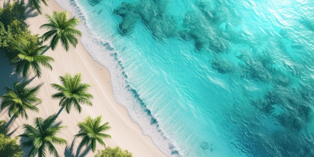 Photo une plage avec des palmiers et une plage en arrière-plan