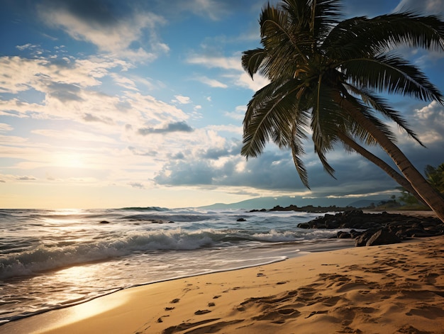 Plage de palmiers et tropicale