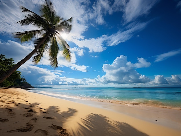 Plage de palmiers et tropicale