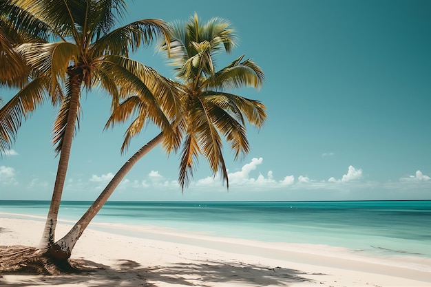 Plage avec des palmiers et vue sur l'océan