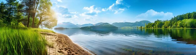 La plage panoramique du lac Le fond du paysage Ai Généré