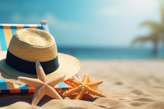 Plage paradisiaque avec sable blanc Bannière de vacances tropicales de Palm Beach Ai générative