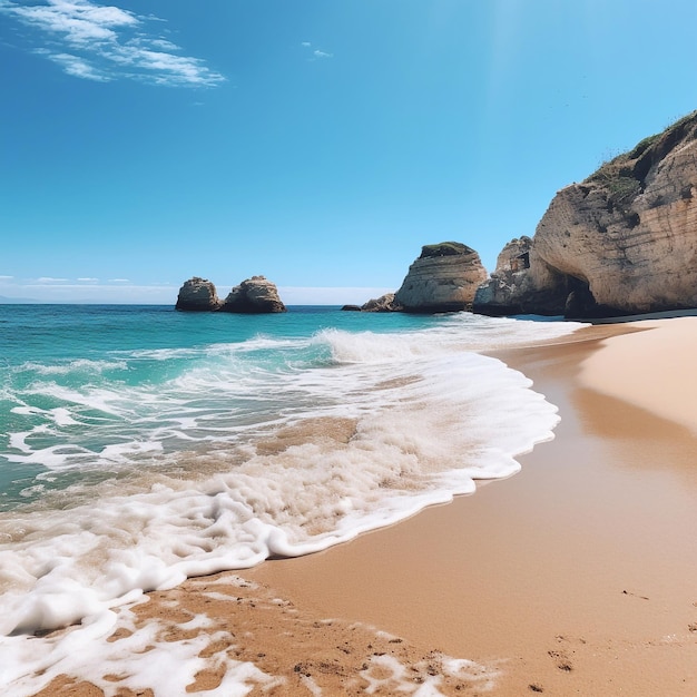 Une plage parfaite avec du sable blanc et de l'océan