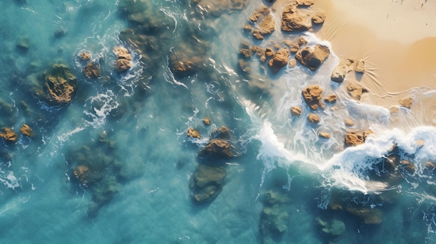 Plage de pierre sur le rivage vue de haut