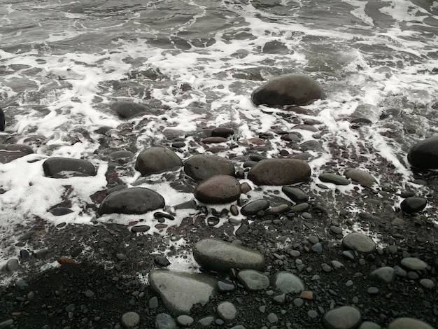 Plage de pierre typique de Madère