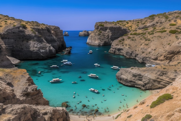 Plage publique de Seitan Limania en Grèce Vue aérienne spectaculaire IA générative