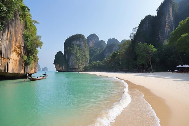 Photo la plage de railay à krabi en thaïlande