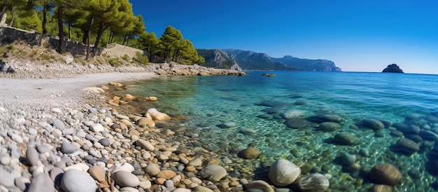 Plage avec rochers Image générée par l'IA