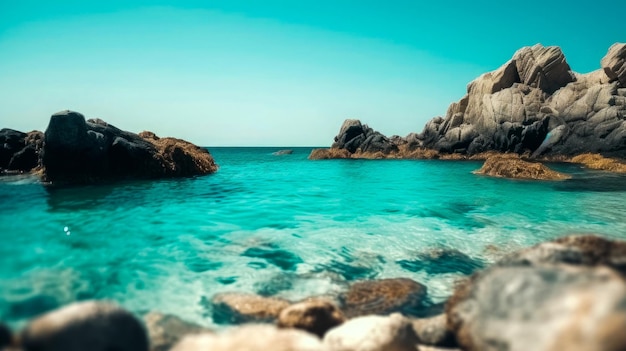 Photo une plage avec des rochers et la mer en arrière-plan