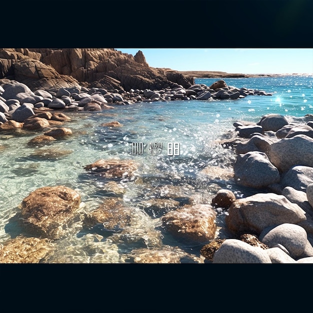 Photo plage rocheuse avec eau cristalline generative ai