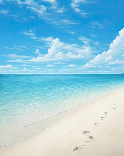 Plage de sable blanc chaud eau bleue claire