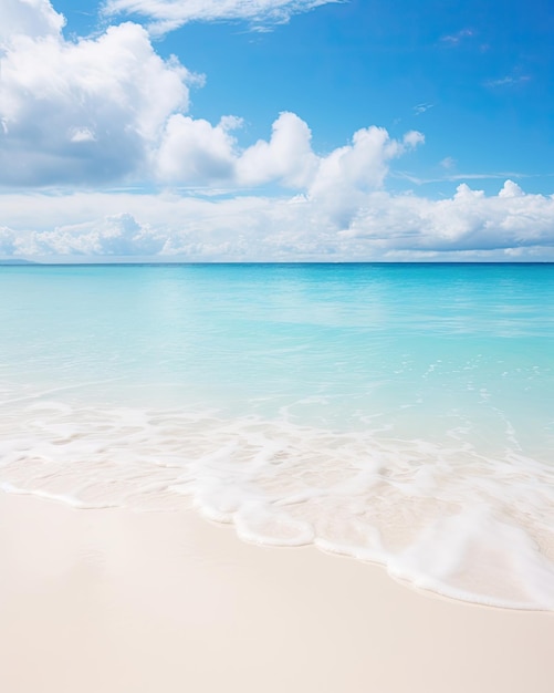 Plage de sable blanc chaud eau bleue claire