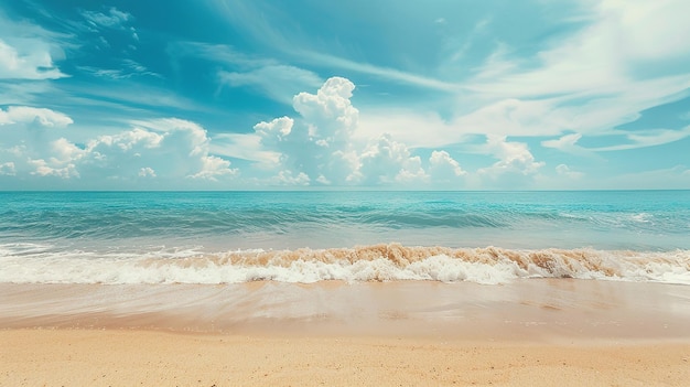 Une plage de sable et le ciel en arrière-plan