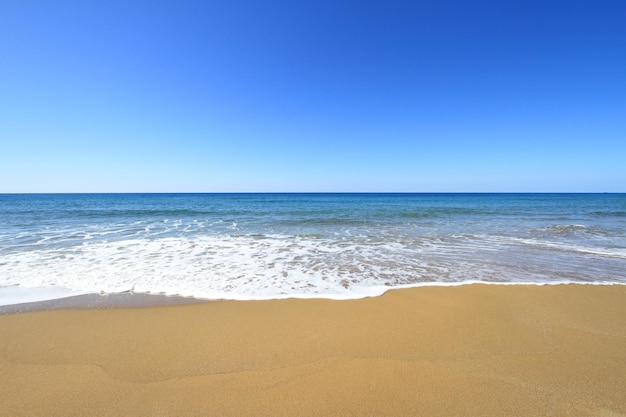 Plage de sable doré et mer Méditerranée