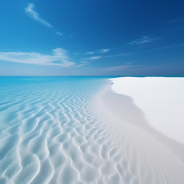 Photo une plage de sable avec de l'eau bleue et un ciel bleu