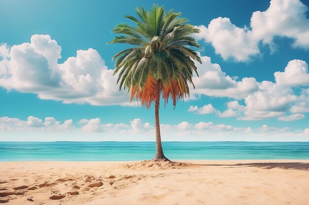 Plage de sable d'été avec cocotier par temps clair