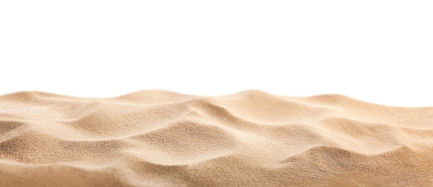plage de sable sur fond blanc isolé vue de devant