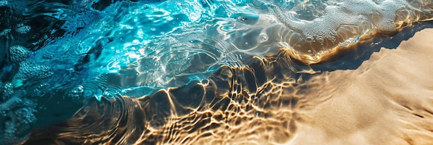 Une plage de sable d'en haut avec un bleu clair