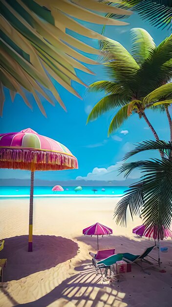 Une plage de sable avec des palmiers