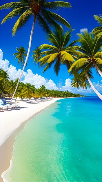 Une plage de sable avec des palmiers