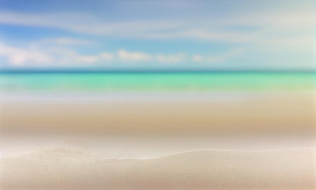 Plage de sable plage tropicale floue mer et ciel concept de fond de vacances d'été AI générative