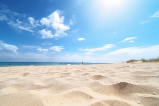 Une plage de sable et le soleil qui brille dessus