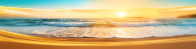 Plage de sable tropical d'été et lumière du soleil bokeh sur fond de mer IA générative