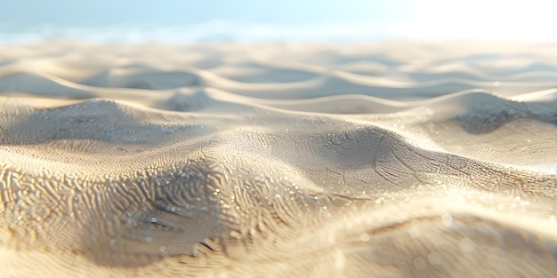 Plage de sable avec vagues et effet bokeh rendu 3D Ai généré